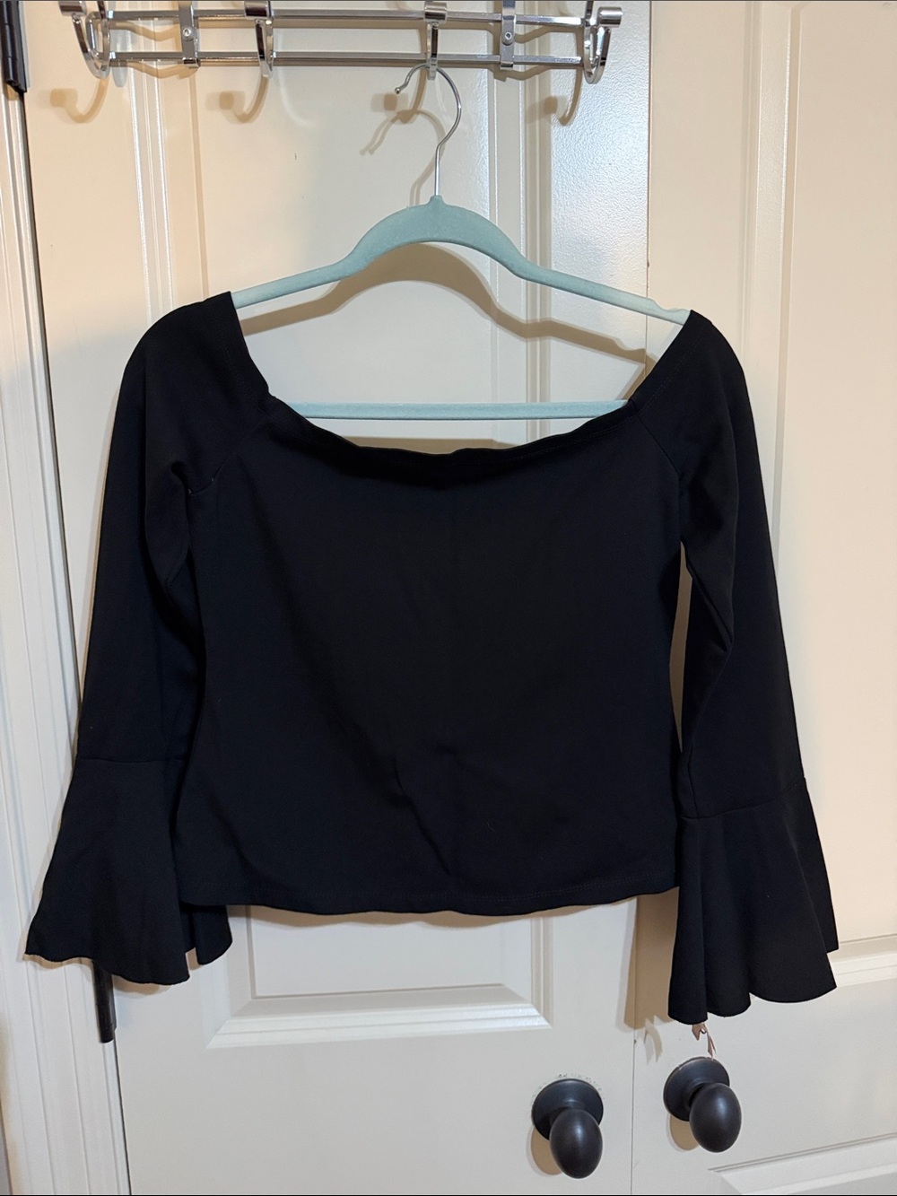 Alexis Black Off-the-Shoulder Bell Sleeve Blouse